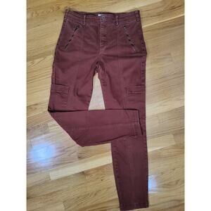 Anthropologie Cargo Skinny Pants Rust Brown Zip Pocket 30T